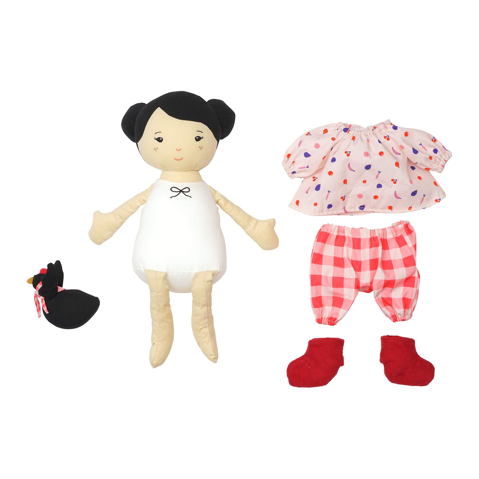 Rooster companion with scarf adds a cozy storytelling element.