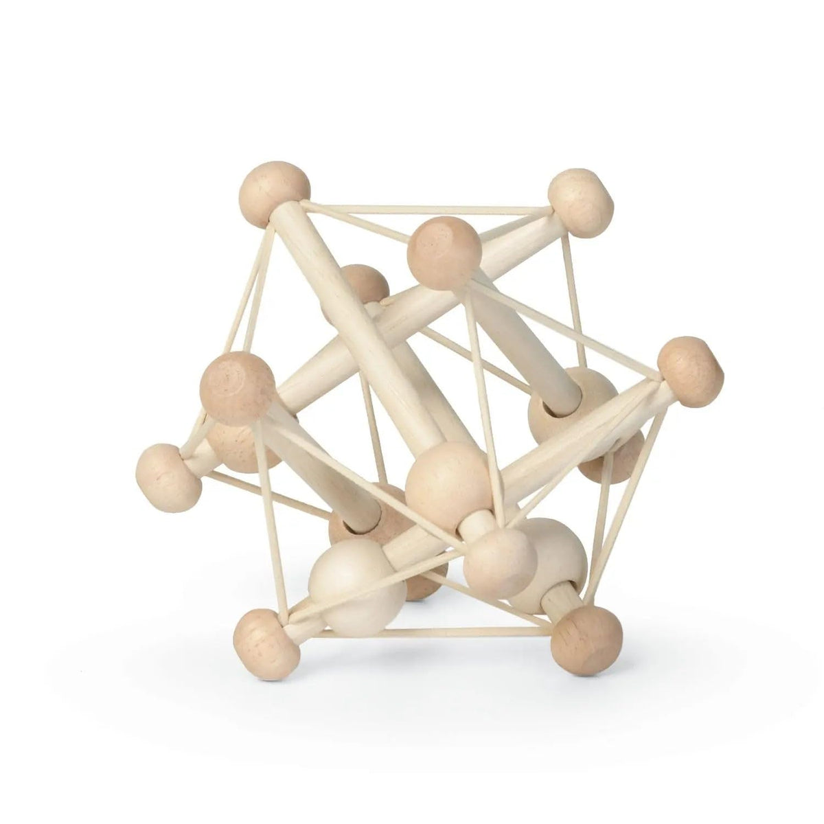 Manhattan Toy Skwish Natural Rattle and Teether sensory wooden toy promoting grabbing and cause-and-effect exploration