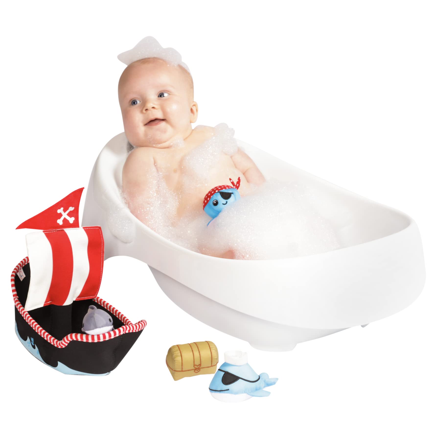 Manhattan Toy soft treasure chest stores bath treasures for later play.