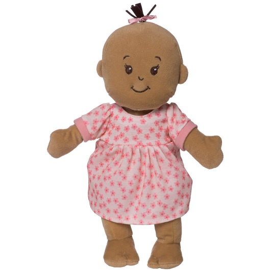 Wee Baby Stella beige floral dress close-up for dressing play