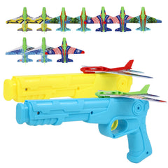 Manmel 12-pack airplane launcher toys ready for indoor and outdoor play.