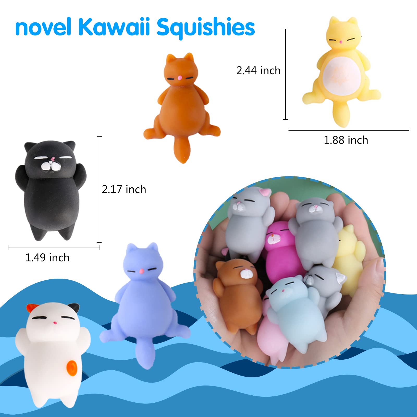 Manmel kawaii cat squishies close-up for tactile stress relief and desk decor.