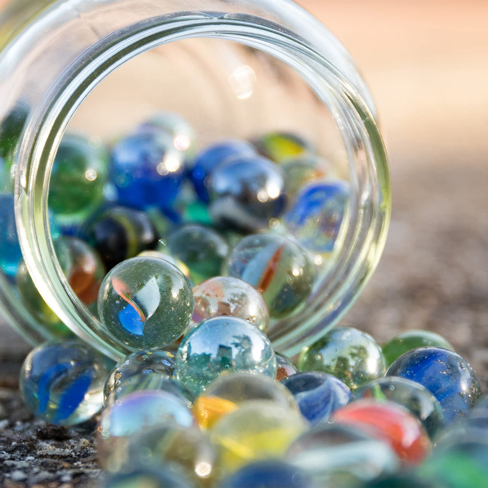 MANSHU six-color glass marbles 0.63 inch versatile for games and classroom activities