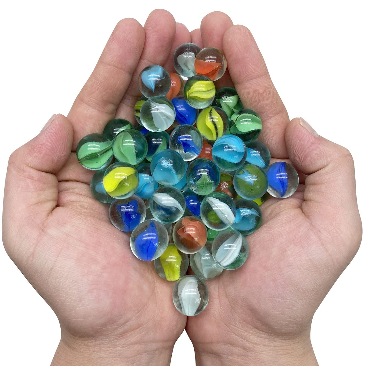 MANSHU glass marbles white 0.63 inch for classic play and hand-eye coordination
