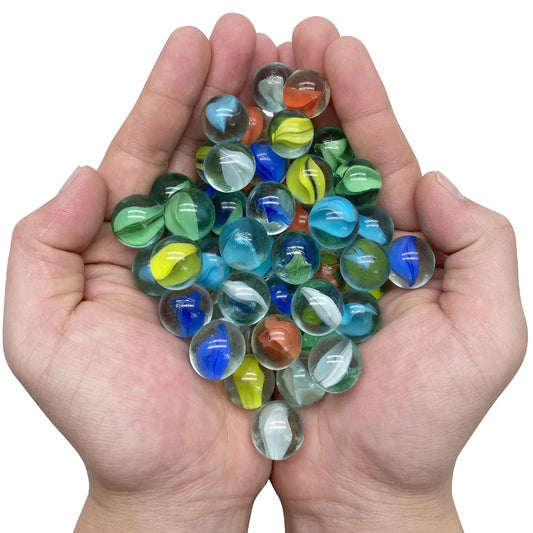 MANSHU glass marbles white 0.63 inch for classic play and hand-eye coordination