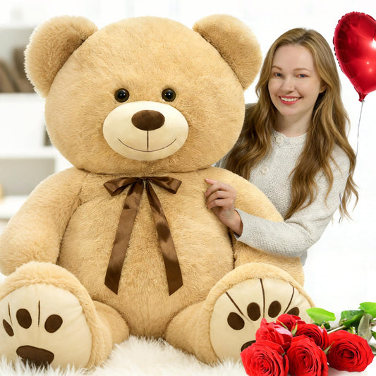 MaoGoLan 59-inch giant teddy bear in cream for cozy hugs and room decor.