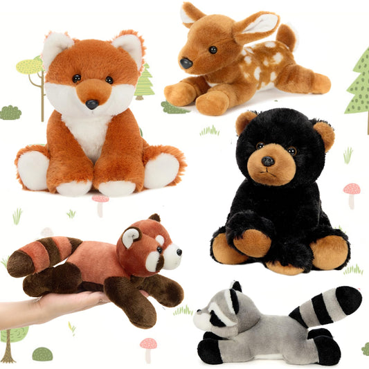 MaoGoLan 5pc woodland plush bundle showing all animals for kids decor and play