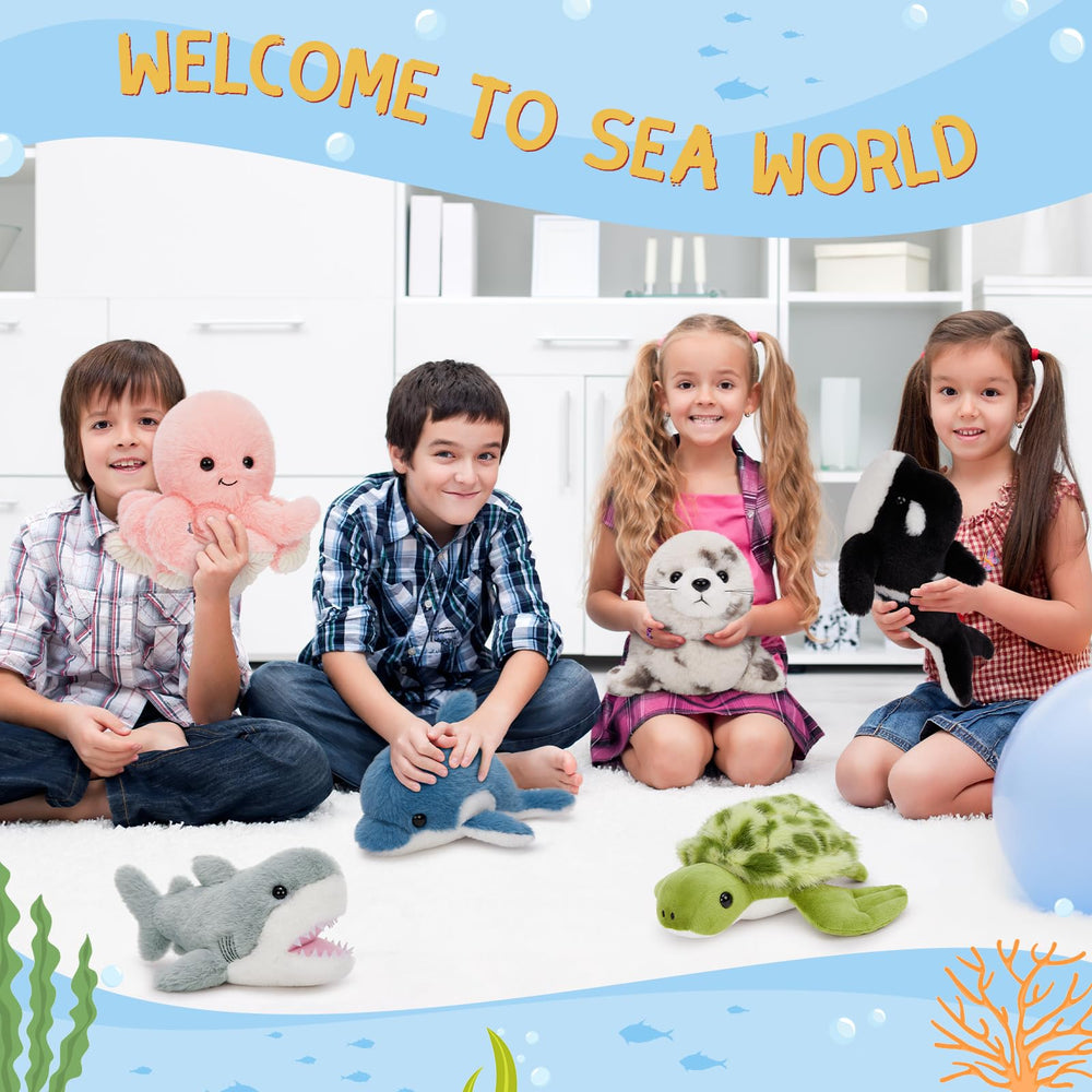 MaoGoLan 6Pcs sea animals orca plush for imaginative pretend play.