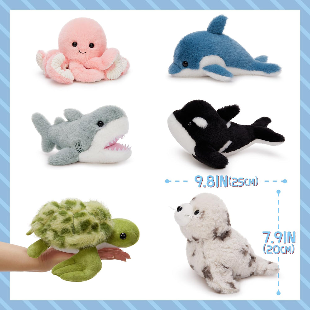 MaoGoLan 6Pcs sea animals seal plush for travel-friendly gifts.
