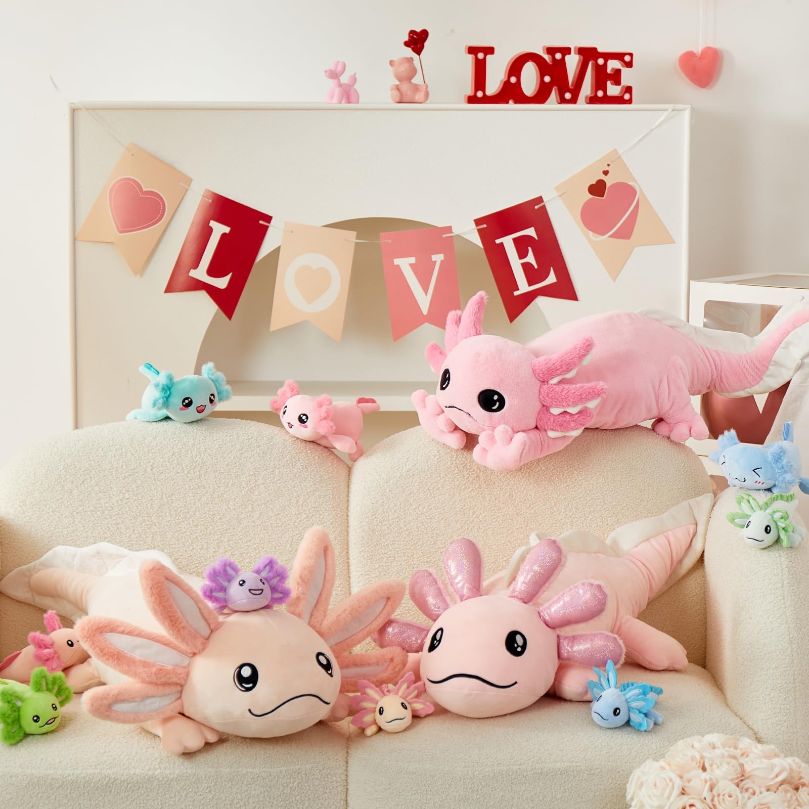 Blue axolotl plush invites colorful storytelling and cuddle time.