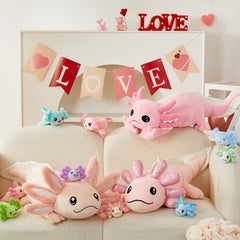 Blue axolotl plush invites colorful storytelling and cuddle time.