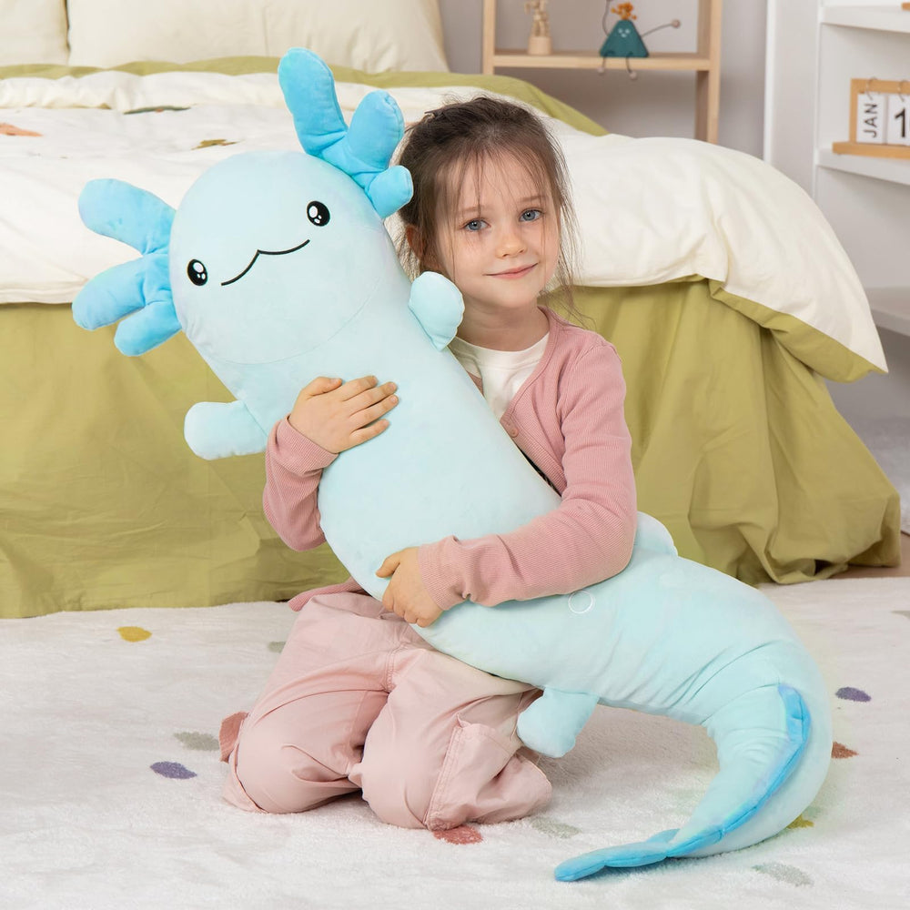 MaoGoLan axolotl plush face detail with embroidery eyes for friendly cuddles