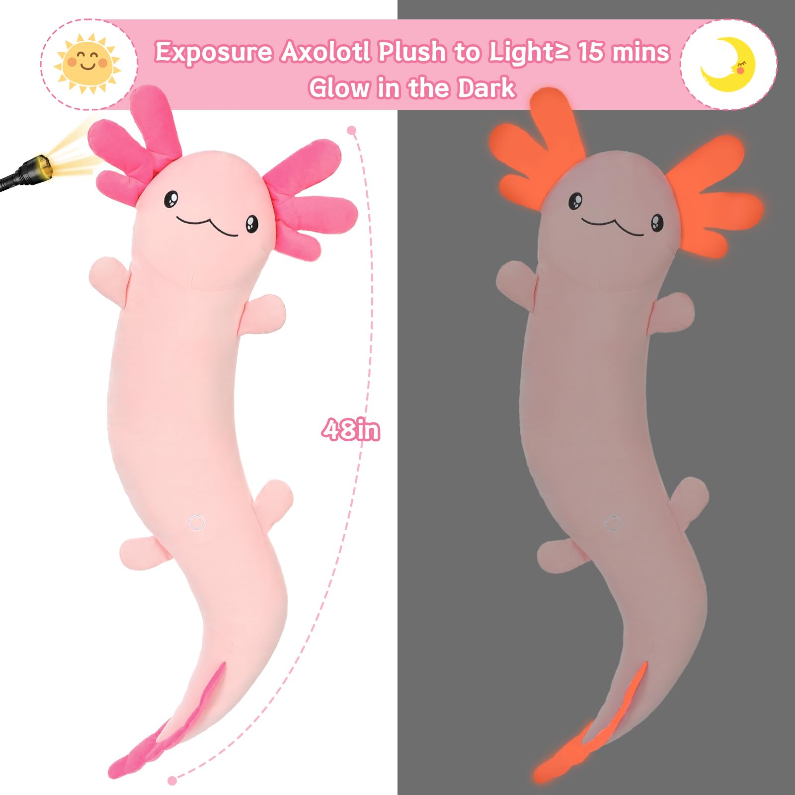 MaoGoLan Giant Axolotl Plush in vibrant hot pink