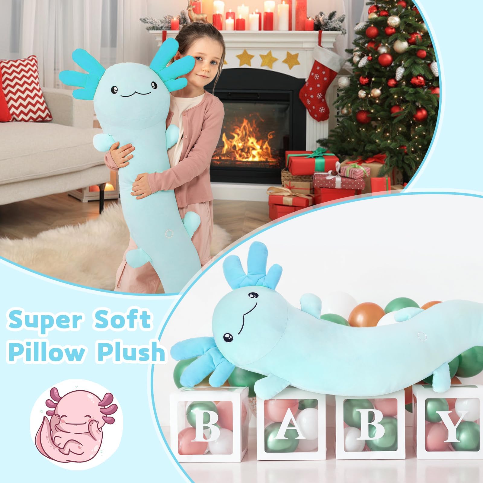 MaoGoLan axolotl plush night-snuggle pose for relaxing evenings