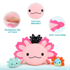 MaoGoLan axolotl plush doubles as a comfy throw pillow.