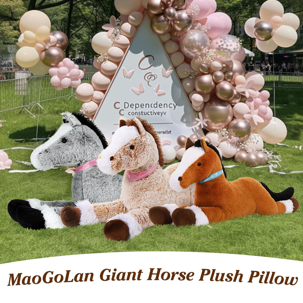 MaoGoLan easy-care horse plush with belly zipper for quick cleaning