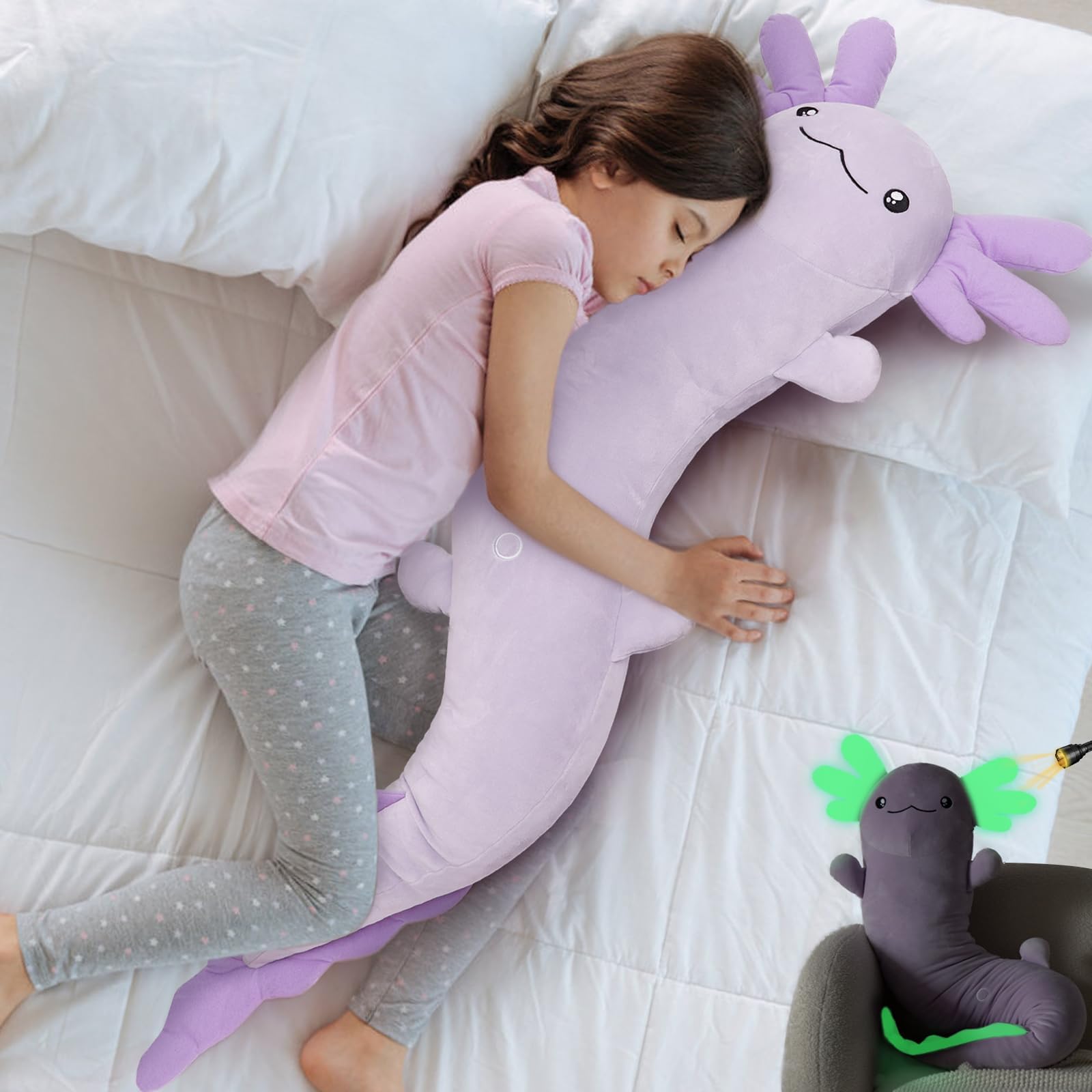 MaoGoLan giant axolotl plush pillow offers oversized cuddling comfort.