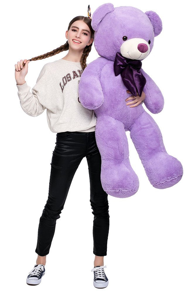 MaoGoLan giant purple teddy bear closeup fur texture for tactile comfort