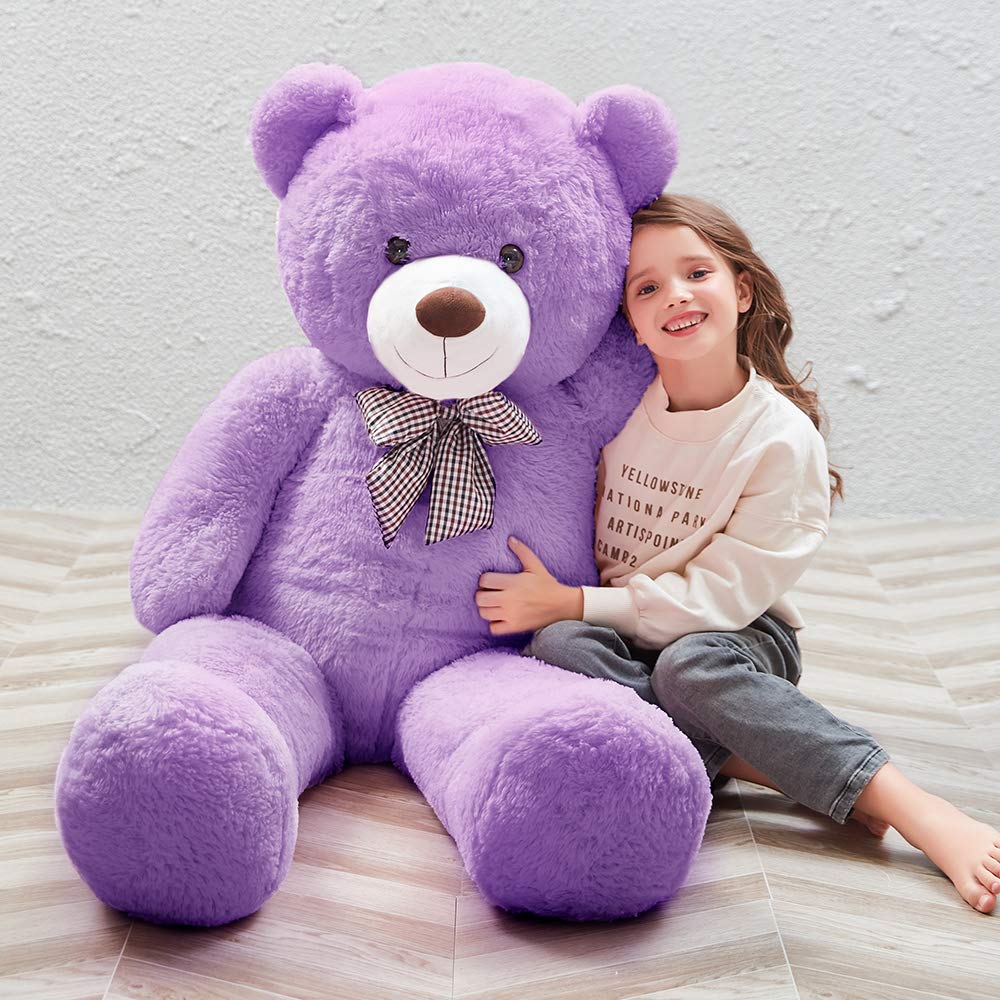 MaoGoLan giant purple teddy bear 55-inch front view, ideal for comforting hugs