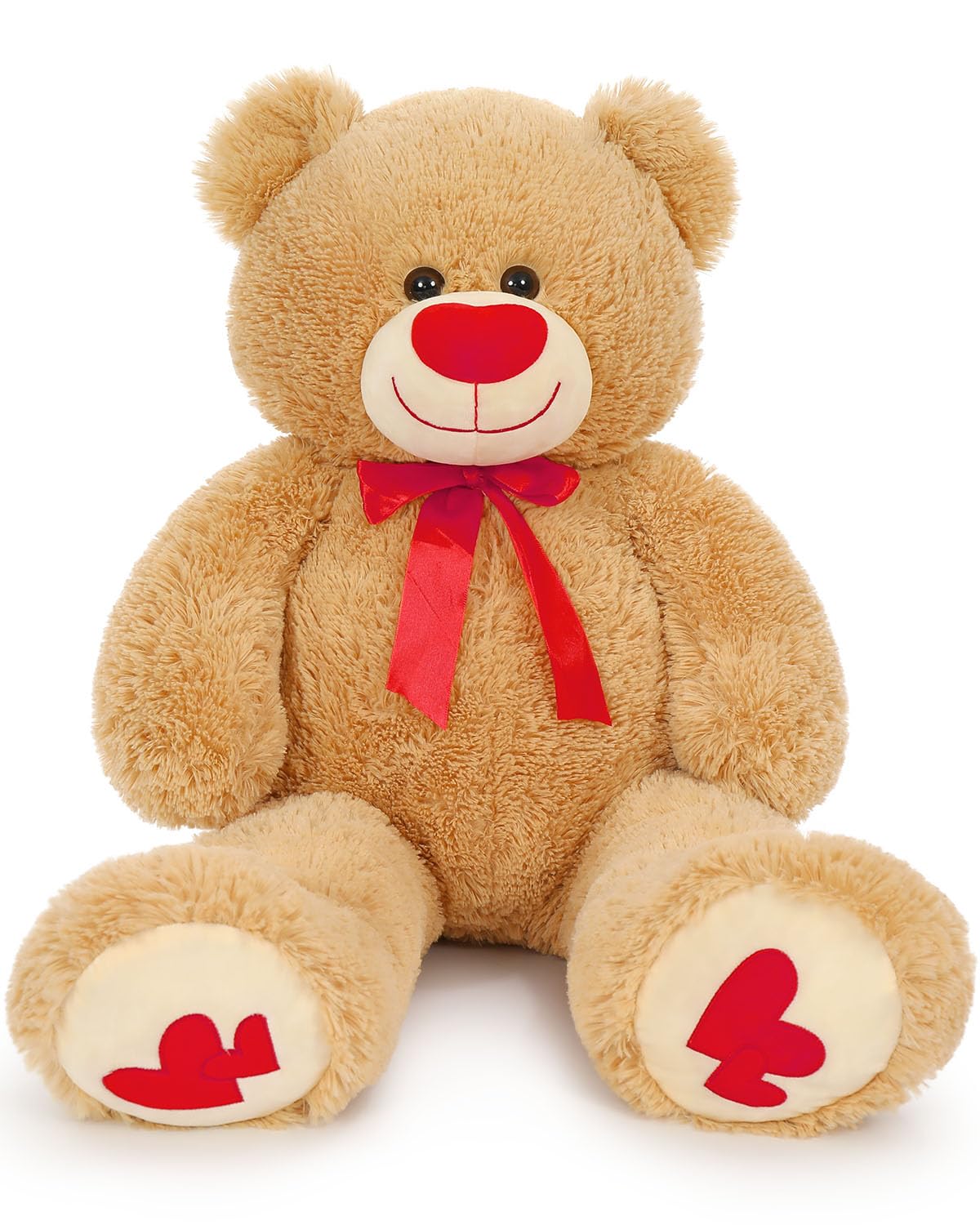 MaoGoLan Giant Teddy Bear 36-inch with red heart footprints for heartwarming gifts