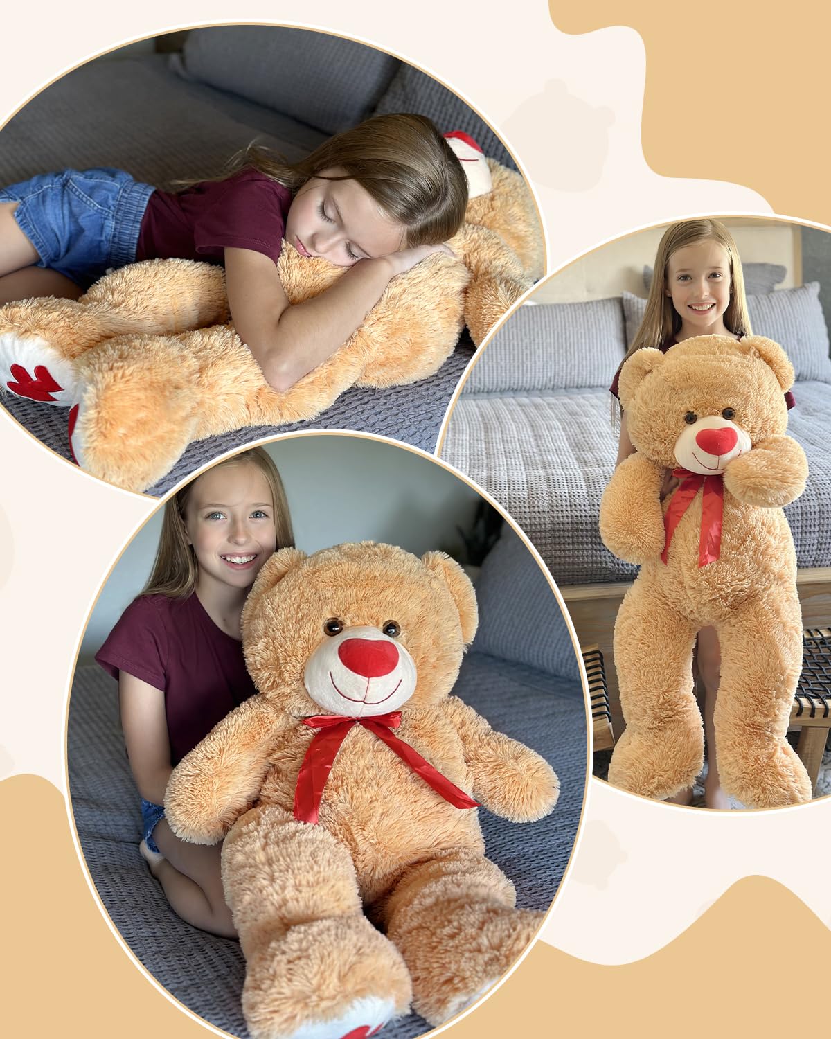 MaoGoLan giant teddy bear close-up showing ultra-soft plush fur for cuddling