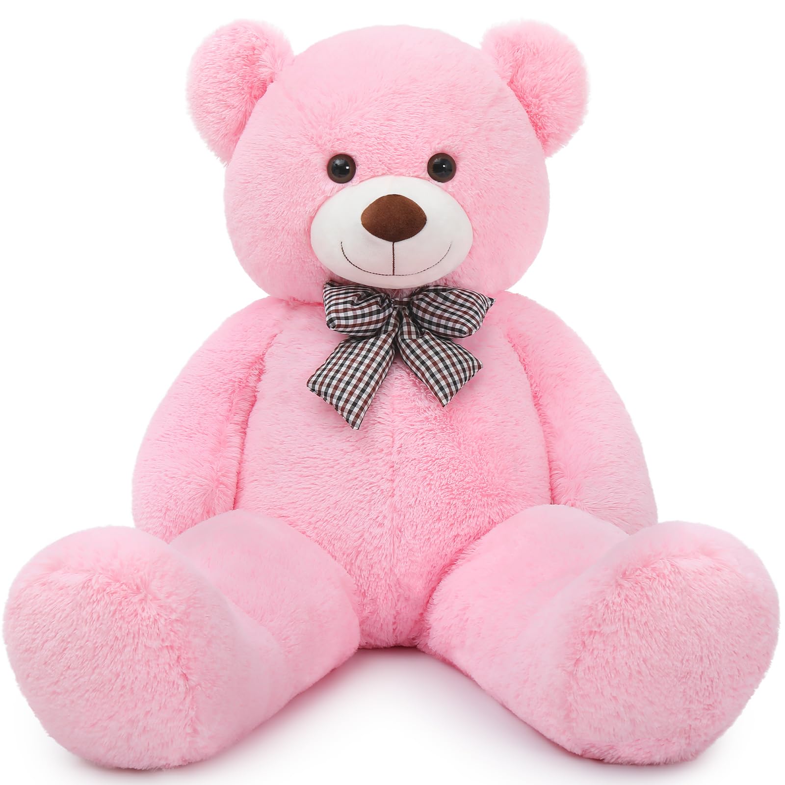 MaoGoLan giant teddy bear 4ft pink in living room, perfect for dramatic gift moments.