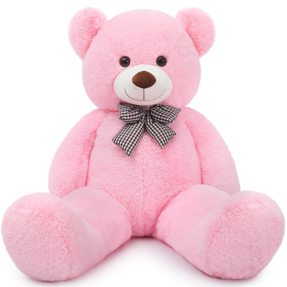 MaoGoLan giant teddy bear 4ft pink in living room, perfect for dramatic gift moments.
