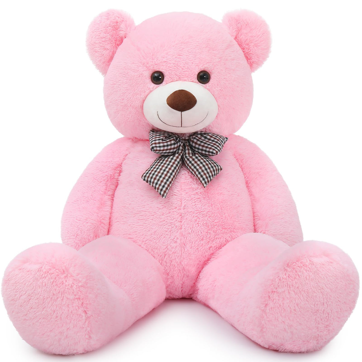 MaoGoLan giant teddy bear 4ft pink in living room, perfect for dramatic gift moments.