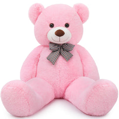 MaoGoLan giant teddy bear 4ft pink in living room, perfect for dramatic gift moments.