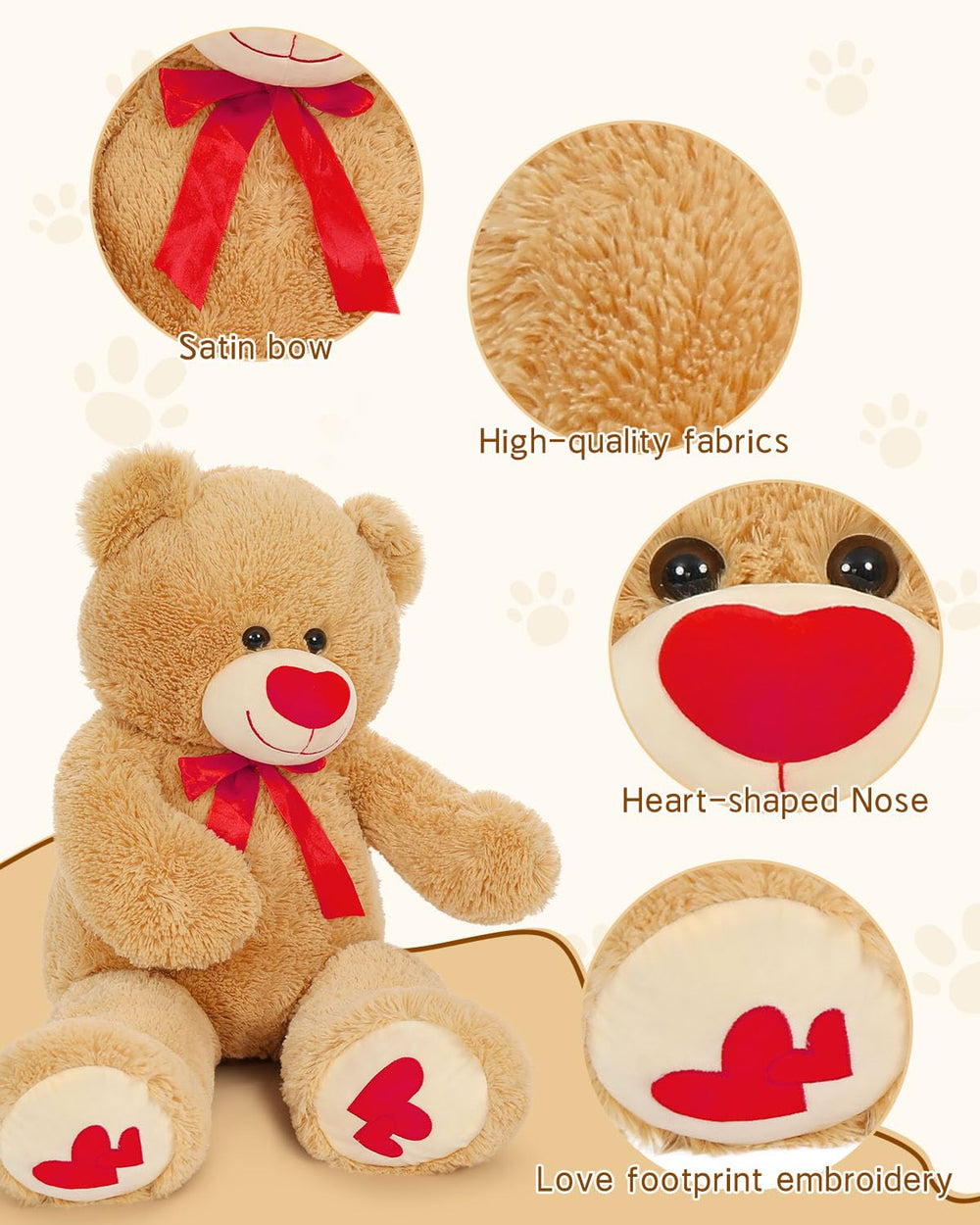 MaoGoLan red heart details enhance the teddy bear's charming look