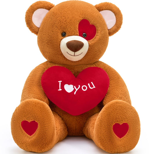 MaoGoLan giant teddy bear with red heart, ideal for a romantic gift.