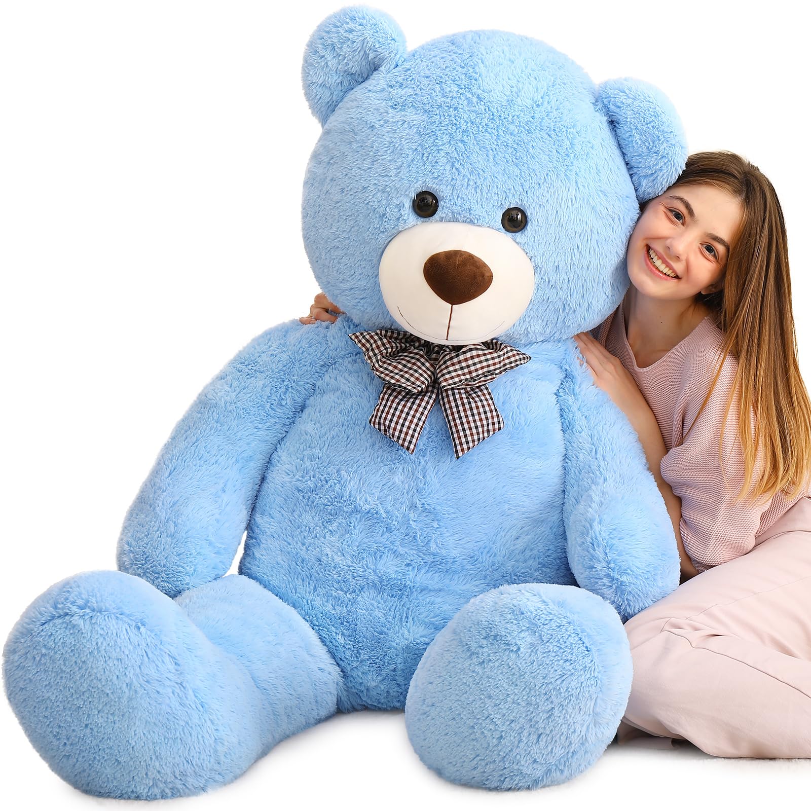 MaoGoLan large blue teddy bear 55-inch plush, ideal for comforting hugs.