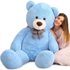 MaoGoLan large blue teddy bear 55-inch plush, ideal for comforting hugs.