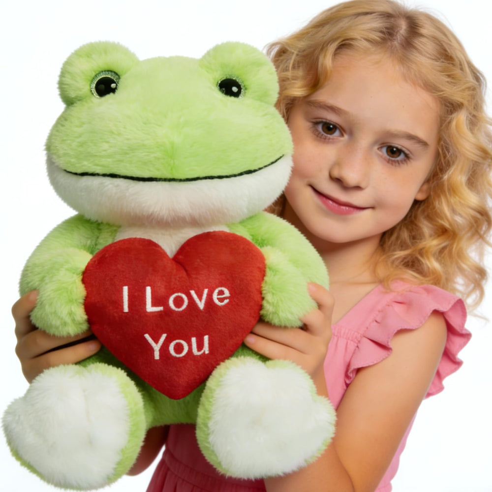 MaoGoLan large plush frog with heart, a cuddly Valentine gift idea.