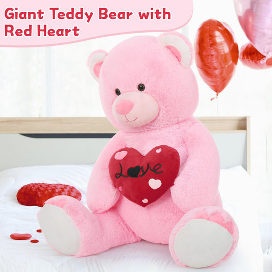 MaoGoLan pink teddy bear face close-up highlighting soft plush texture.