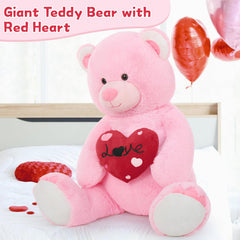 MaoGoLan pink teddy bear face close-up highlighting soft plush texture.