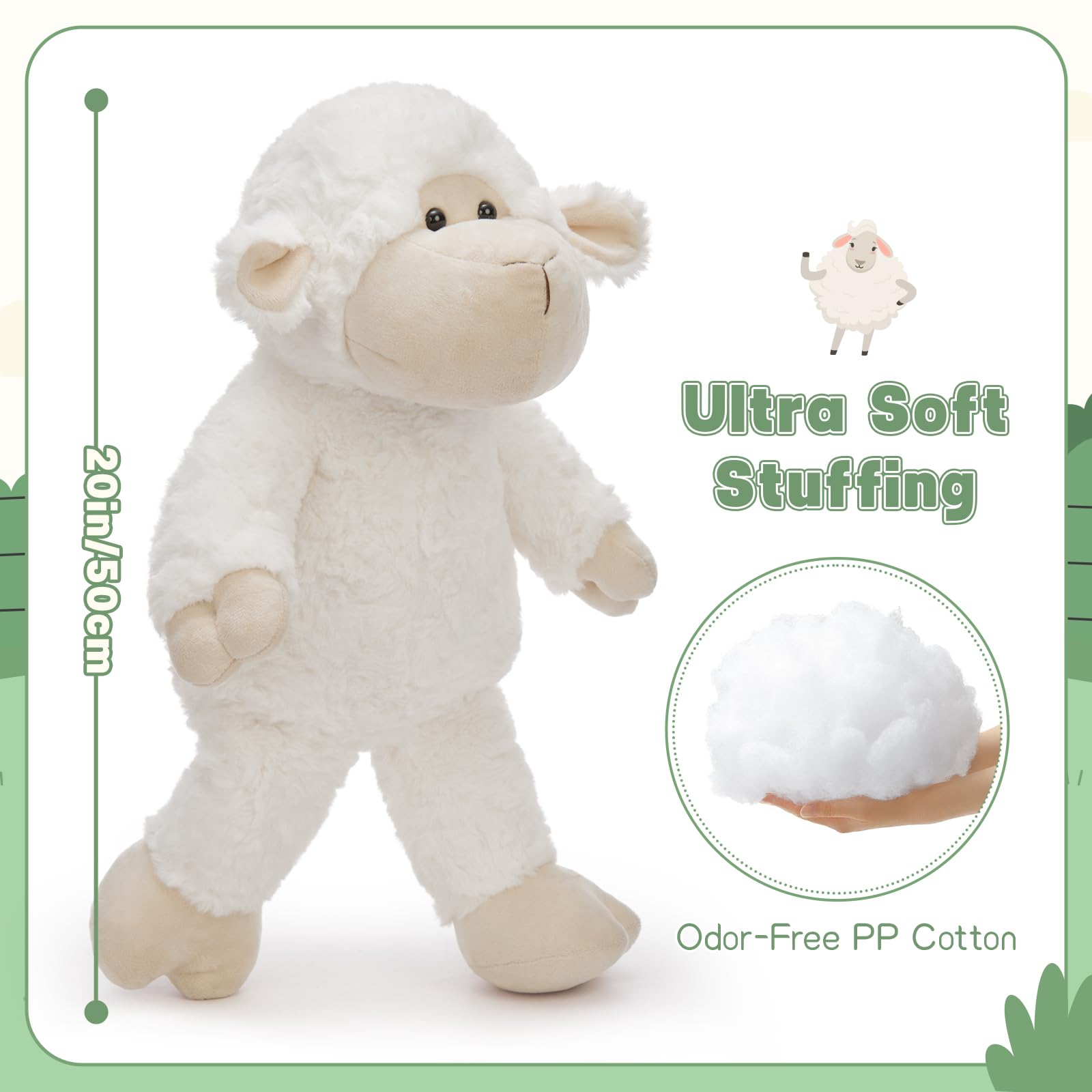 MaoGoLan 22-inch lamb plush beside a child during playtime for comforting companionship.