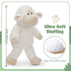 MaoGoLan 22-inch lamb plush beside a child during playtime for comforting companionship.