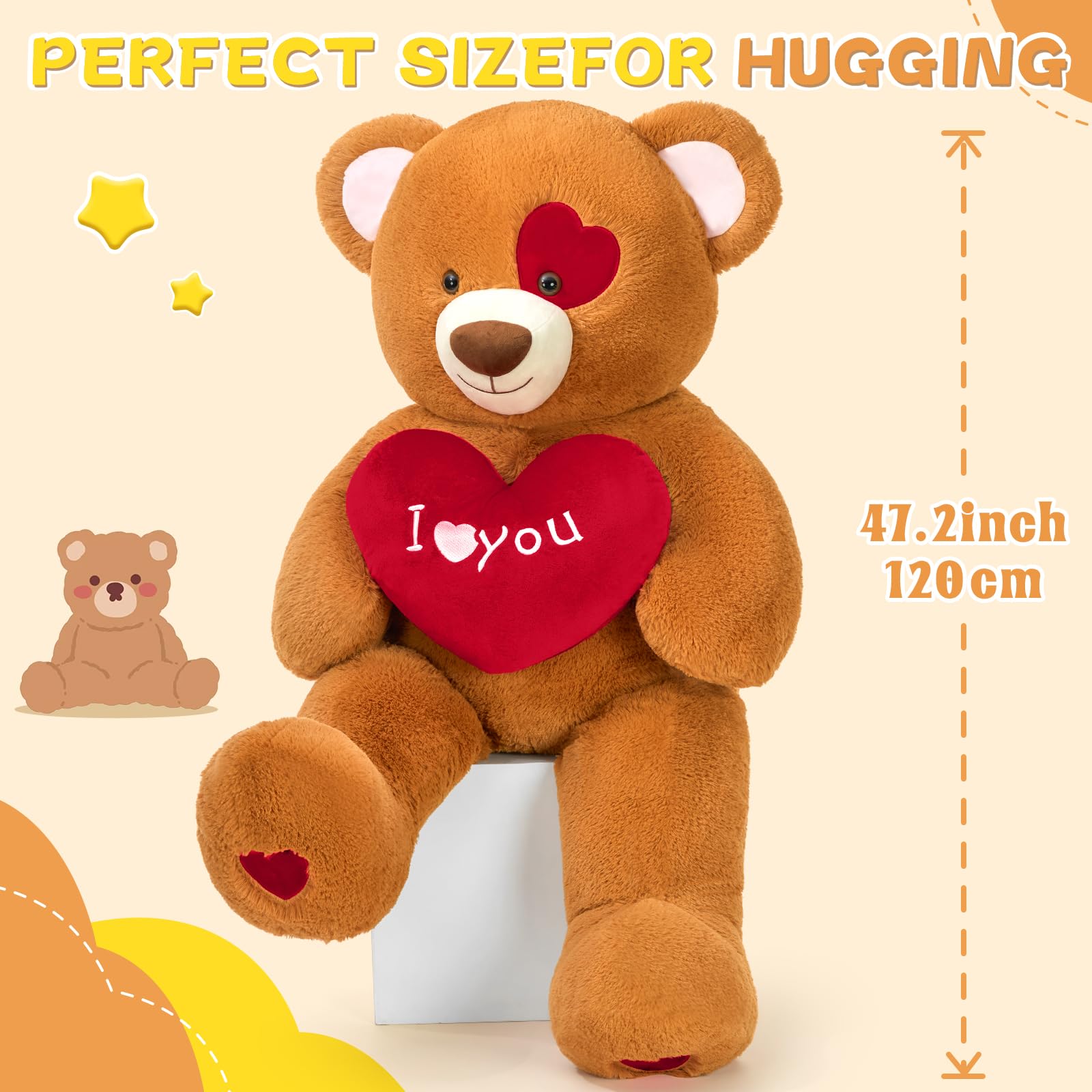 MaoGoLan valentines teddy bear with heart, perfect for proposals or anniversaries.