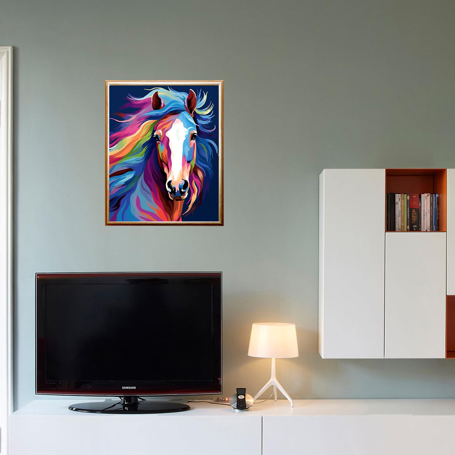 Maomaomi horse head pattern on canvas ready to display