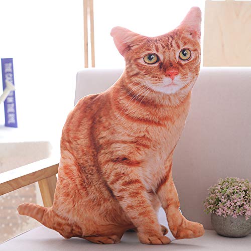 Maomoto 19.6-inch orange cat plush pillow on sofa for cozy decor
