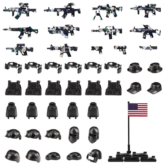 MaozyHomie 51 Pcs camo weapons set: close-up promotes imaginative play.