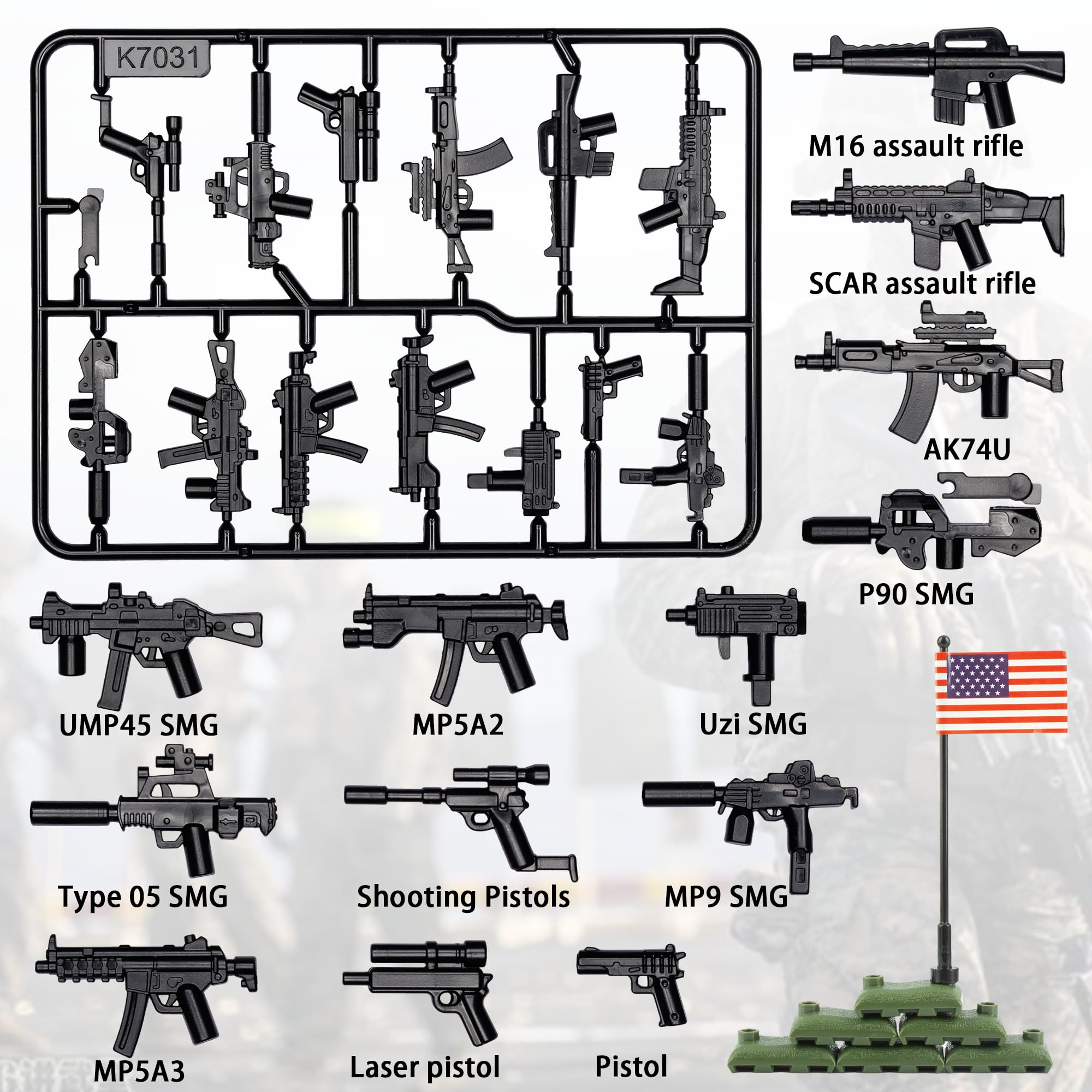 MaozyHomie US weapons building blocks easy to assemble