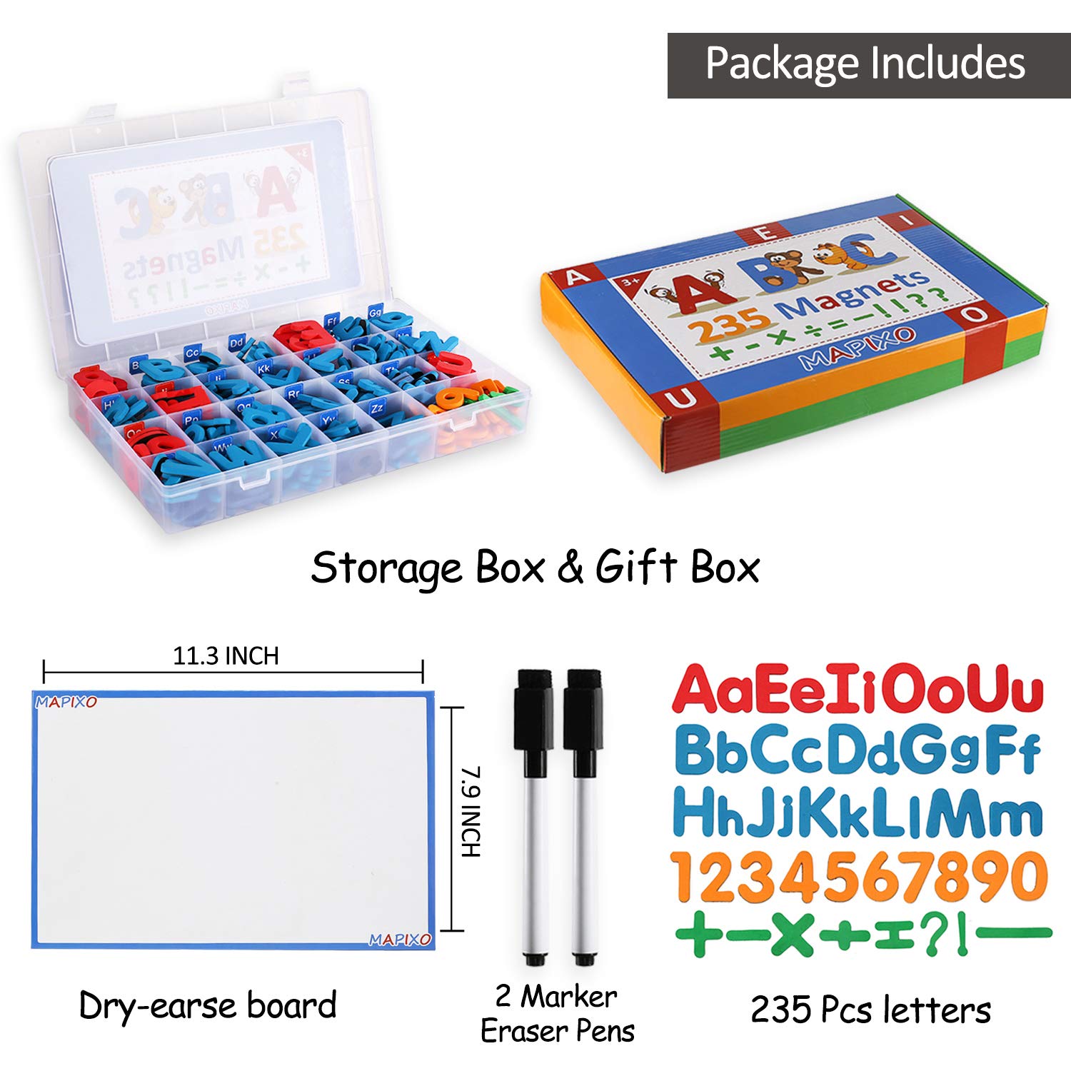 Mapixo numbers and symbols support basic math and punctuation learning.