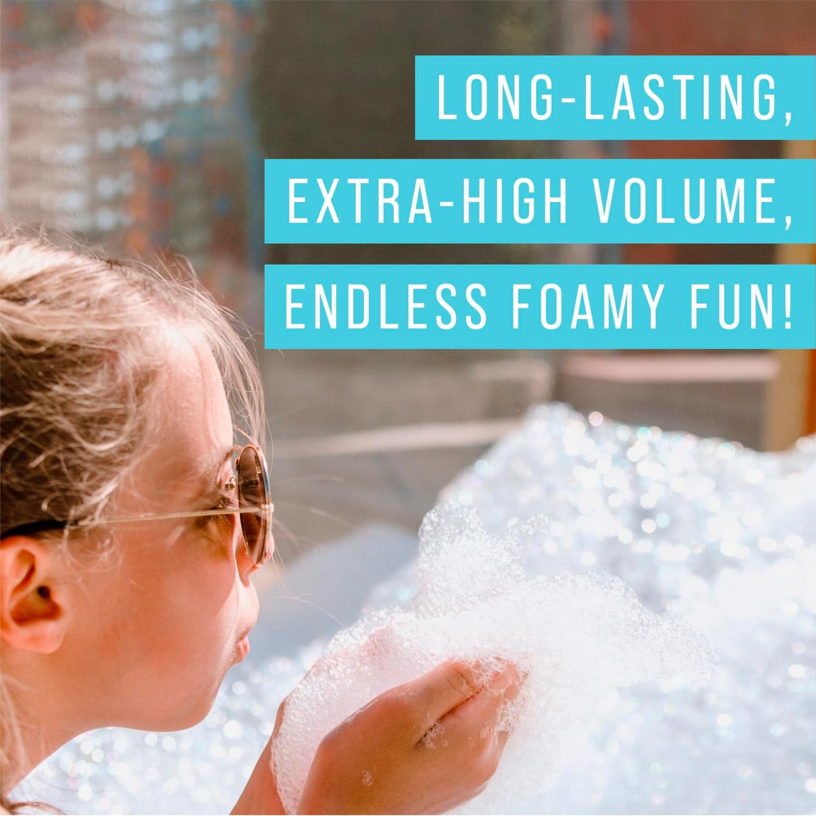 Maplefield 16-gallon clear foam liquid bottle enables easy refills for continuous fun.
