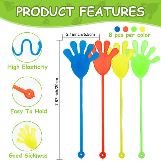 MAQIHAN 32pcs Sticky Hands yellow brighten parties and support sensory exploration.