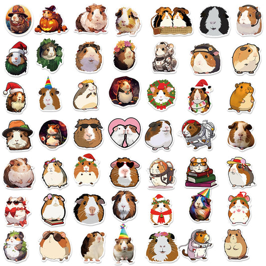 MAQIYI Guinea Pig Stickers—vibrant cavy designs for water bottles and skateboards.