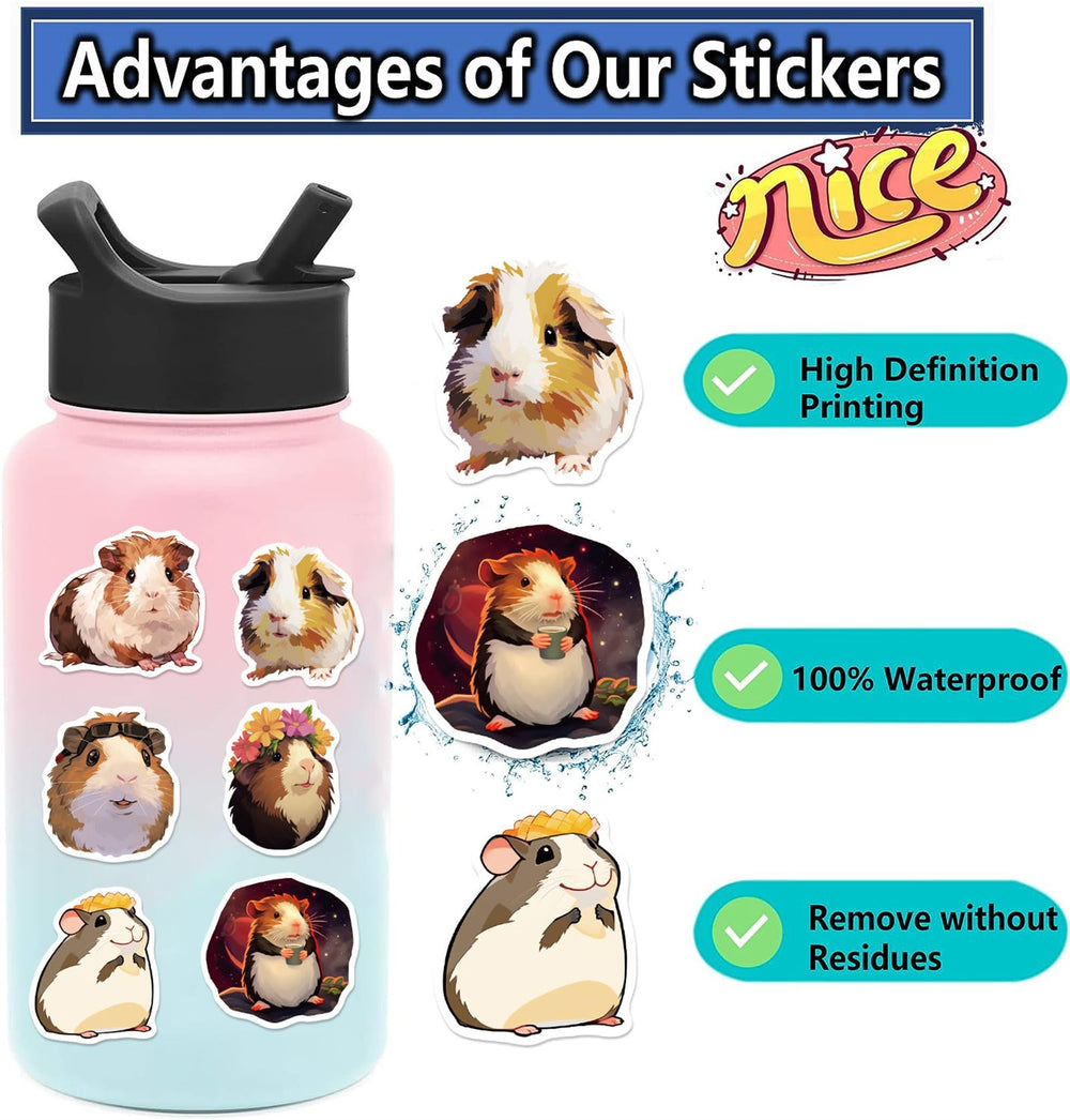 MAQIYI Guinea Pig Stickers—waterproof vinyl for travel gear and luggage.