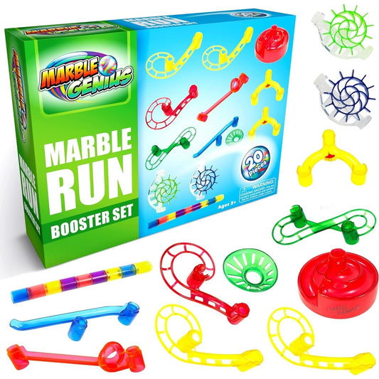 Marble Genius Booster Set base station offers stable starts for exciting marble runs.
