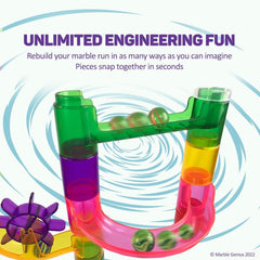 Marble Genius booster sees-through piece lets kids watch action clearly.